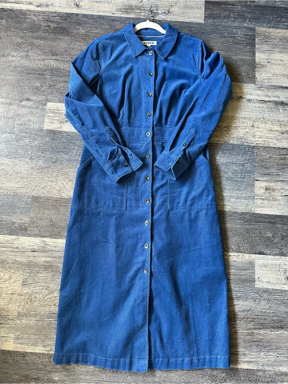 Boden Navy Button-Front Long Sleeve Midi Dress - Picture 5 of 10